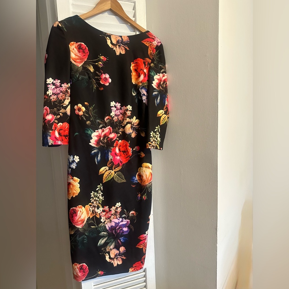 Bisou Bisou Black Floral Long Sleeve Dress - NWT